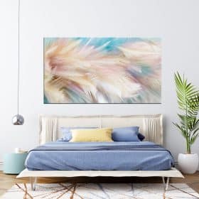 תמונת קנבס נוצות צבעי הפנינה לסלון לעיצוב הבית