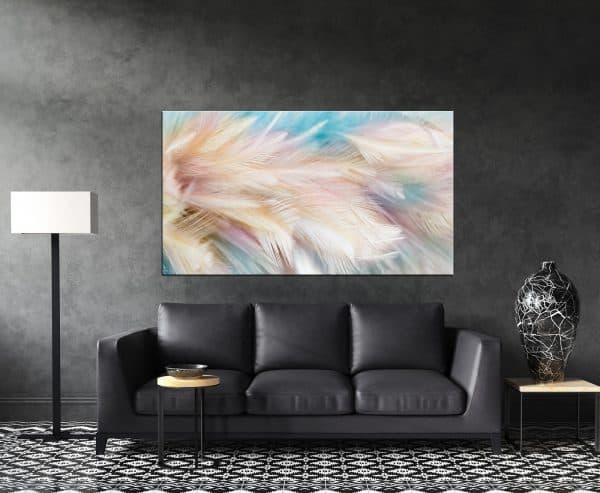 תמונת קנבס נוצות צבעי הפנינה לסלון לעיצוב הבית