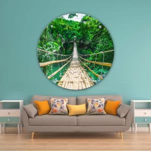 תמונת זכוכית גשר הבמבוק ביער לסלון לעיצוב הבית
