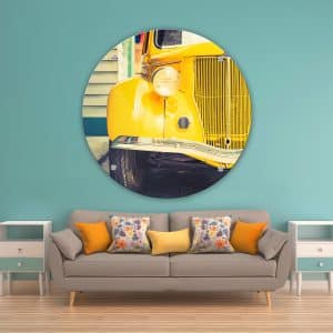 תמונת זכוכית וינטג' צהובה לסלון לעיצוב הבית