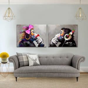תמונת קנבס זוג קופים לסלון לעיצוב הבית