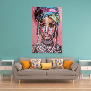 תמונת קנבס גאפריקאית צבעונית פורטרט לסלון לעיצוב הבית