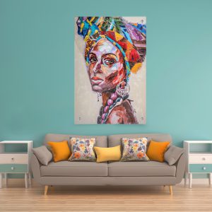 תמונת זכוכית אפריקאית צבעונית פרופיל לסלון לעיצוב הבית
