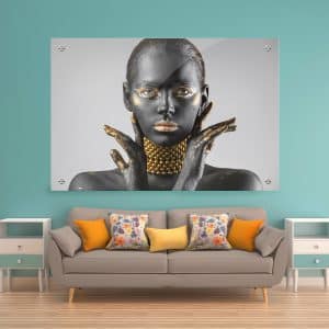 תמונת זכוכית שרשת שחור זהב לסלון לעיצוב הבית